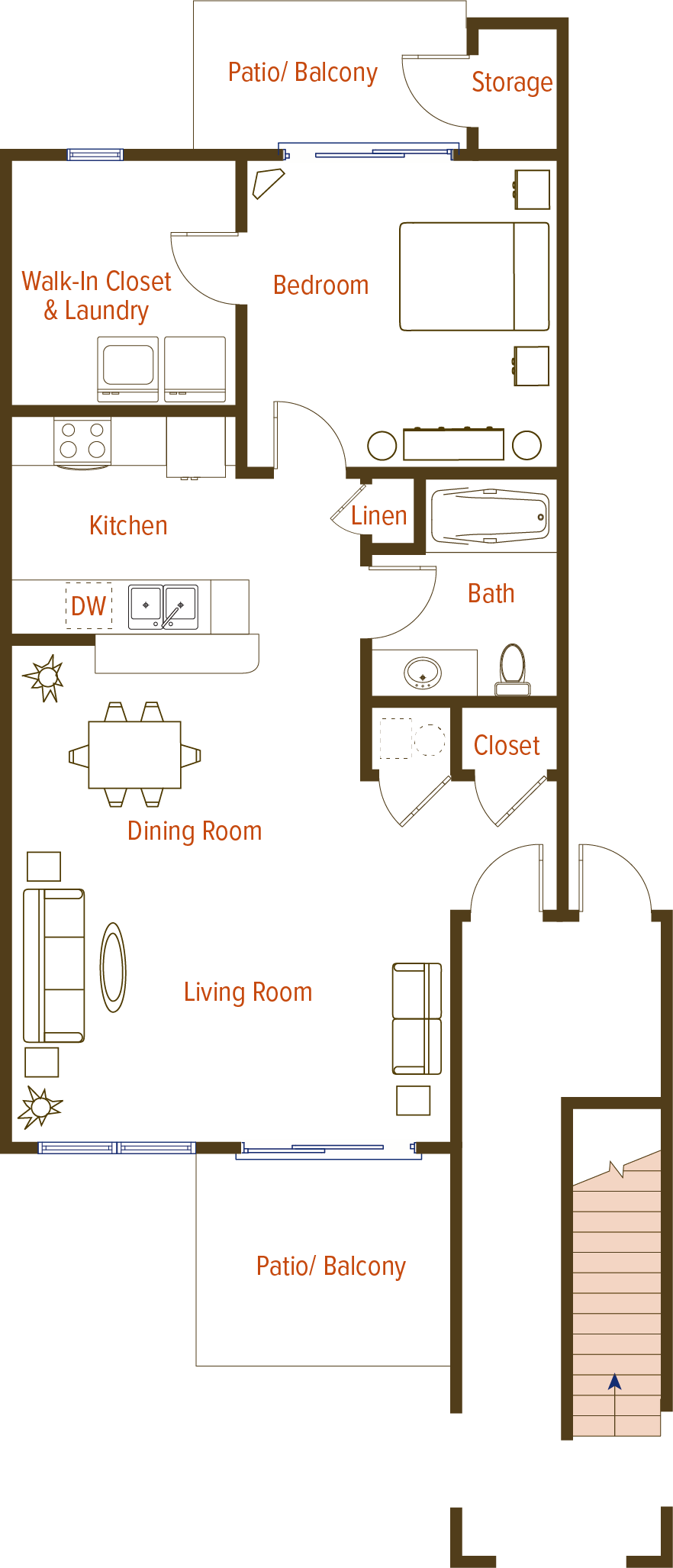 1 Bed 1.0 Bath Floor Plan